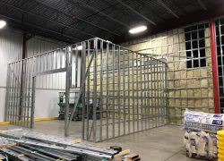 Warehouse partition under construction