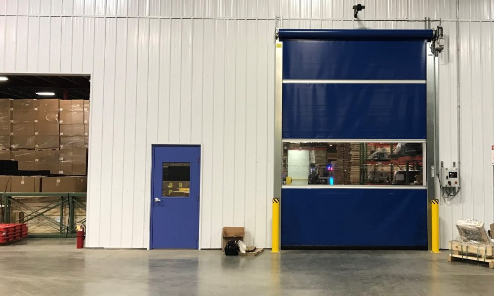 closed dock door in warehouse partition