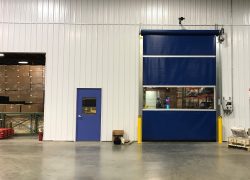 closed dock door in warehouse partition