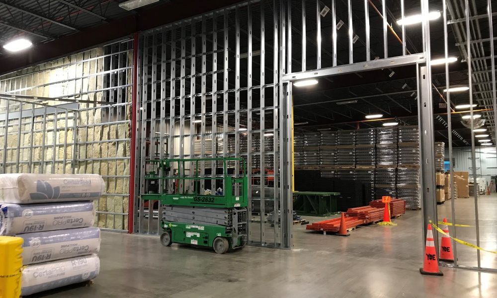 front view warehouse partition frame
