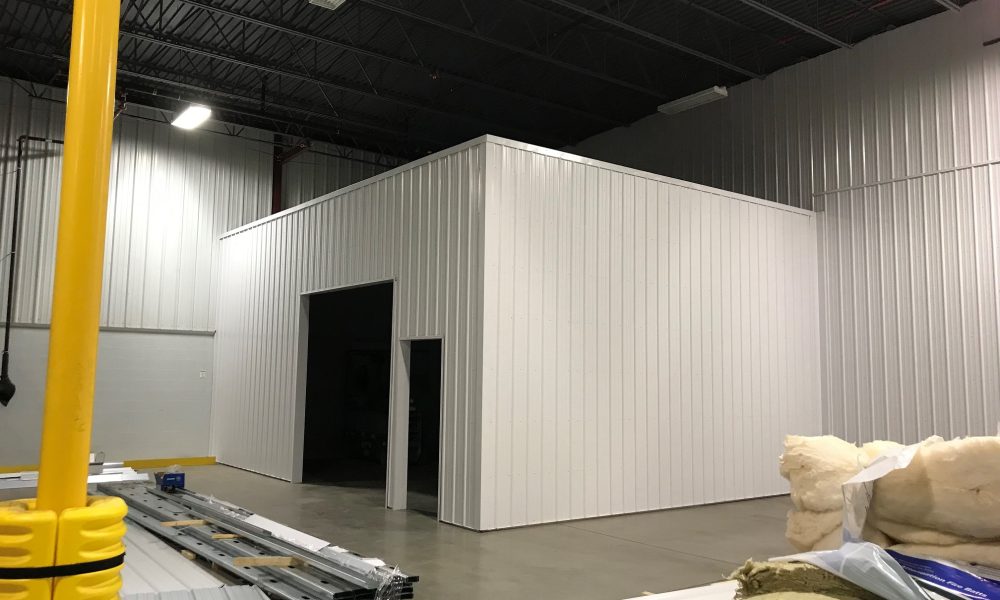 warehouse partition with exterior sections completed