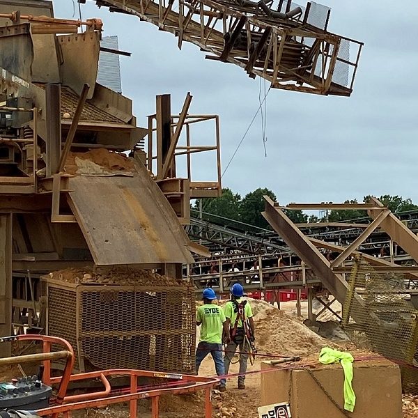 crane life at a quarry construction site