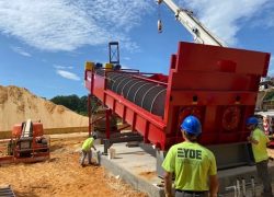 Construction on quarry site including machinery