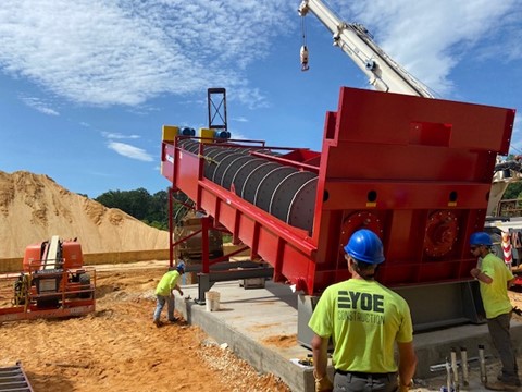 Construction on quarry site including machinery