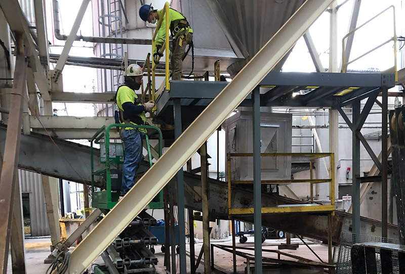 Yoe team on lifts steel fabrication