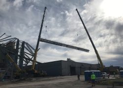 conveyor foundation concrete installation crane