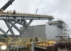 conveyor foundation concrete installation crane