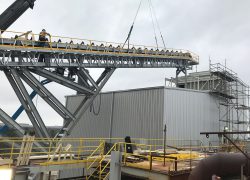 conveyor foundation concrete installation crane