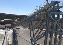 top view of conveyor on material processing site