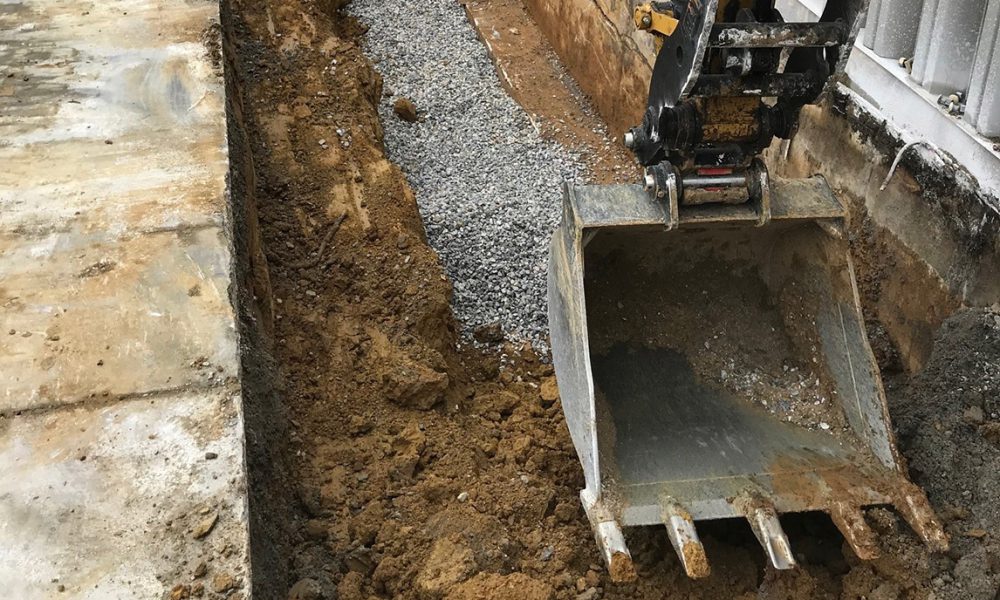 loading dock concrete wall repair trench