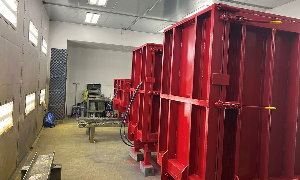 Precast forms red following painting